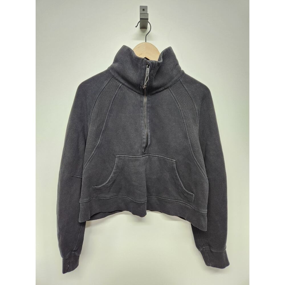 Lululemon Women's Black Scuba Oversized Funnel Neck Half Zip Sweatshirt, Sz M/L
